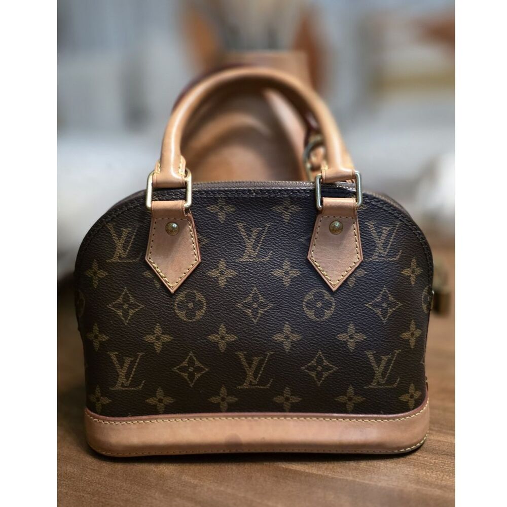 Louis Vuitton Monogram Dome Top Handle Bag Small Brown Zip Lock Keys